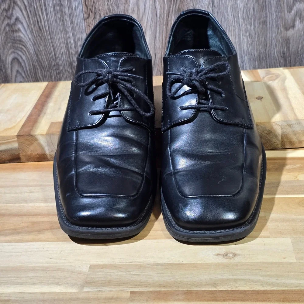 Borelli Martin Dress Shoes 12 Black Leather Square Toe‎ Derby Oxford 323083